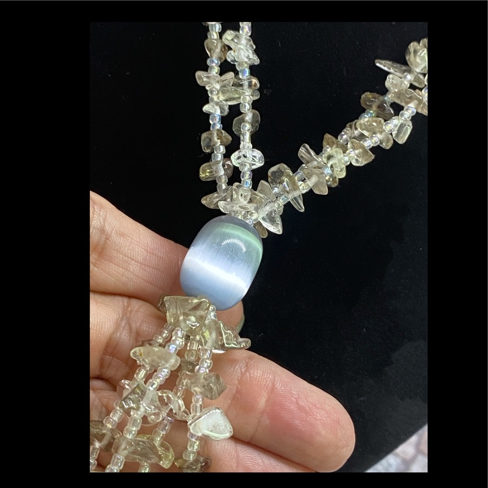 Natural Quartz Crystal Chip Tassel Necklace - Picture 3 of 8